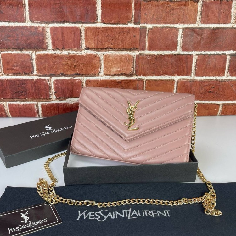 YVES SAİNT LAURENT (YSL) QUİLTED ZARF PEMBE